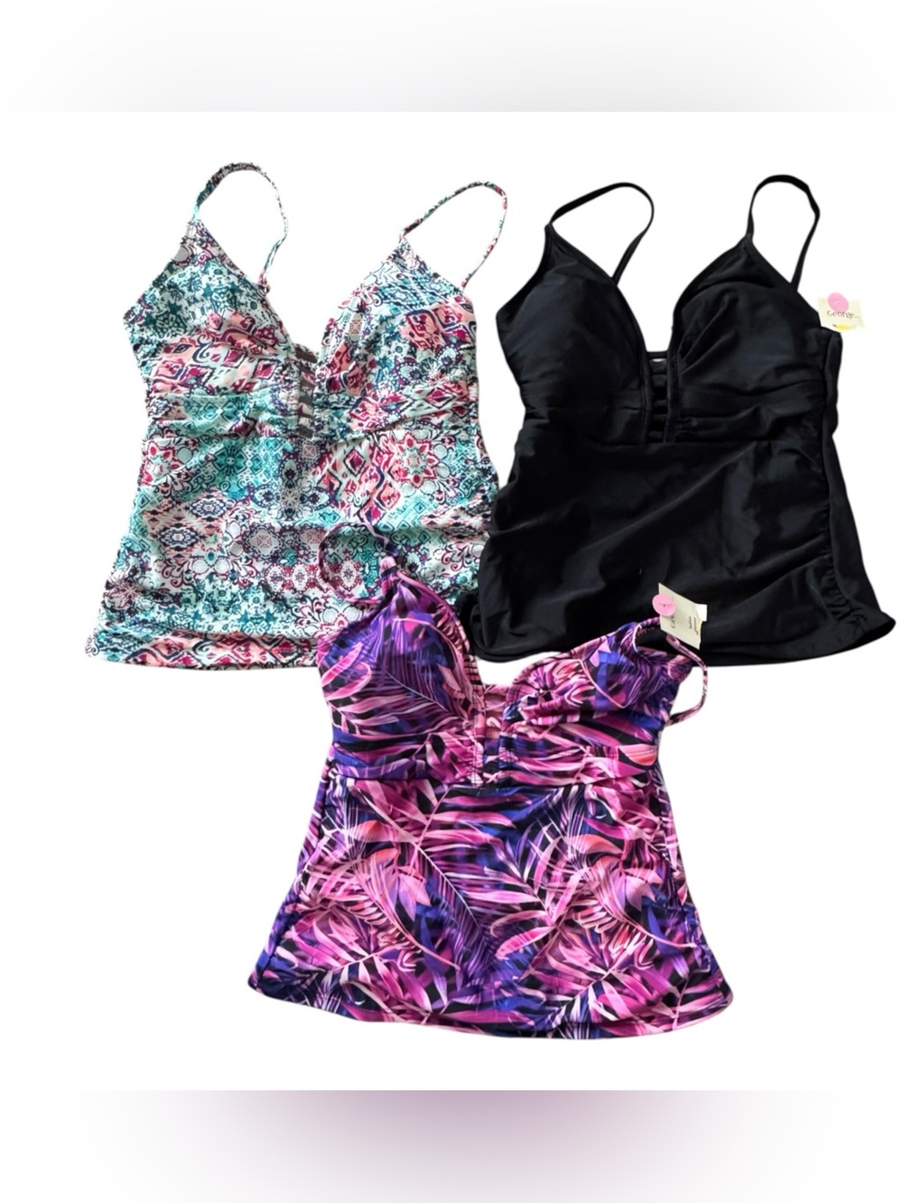 George Tankini Swim Tops Lot of 3 Womens XS Boho Tropical NWT